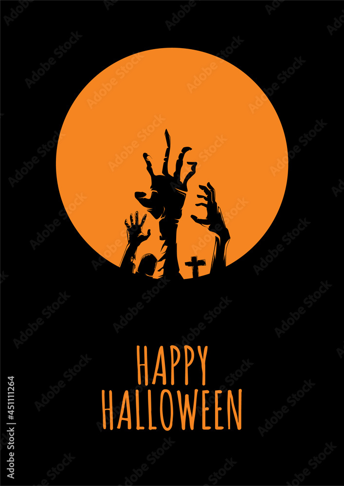 Halloween vertical background with zombie hand banner design