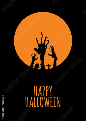 Halloween vertical background with zombie hand banner design