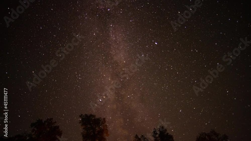Timelapse of the night starry sky with the milky way photo