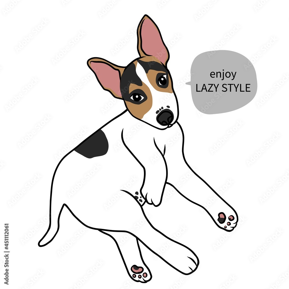 Jack Russell puppy dog enjoy lazy style cartoon vector illustration