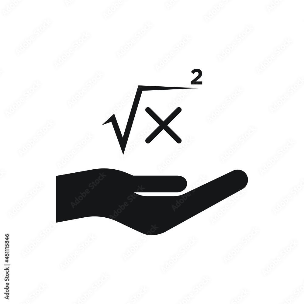 Square root on hand icon design isolated on white background. Vector illustration Square root on hand icon design isolated on white background. Vector illustration