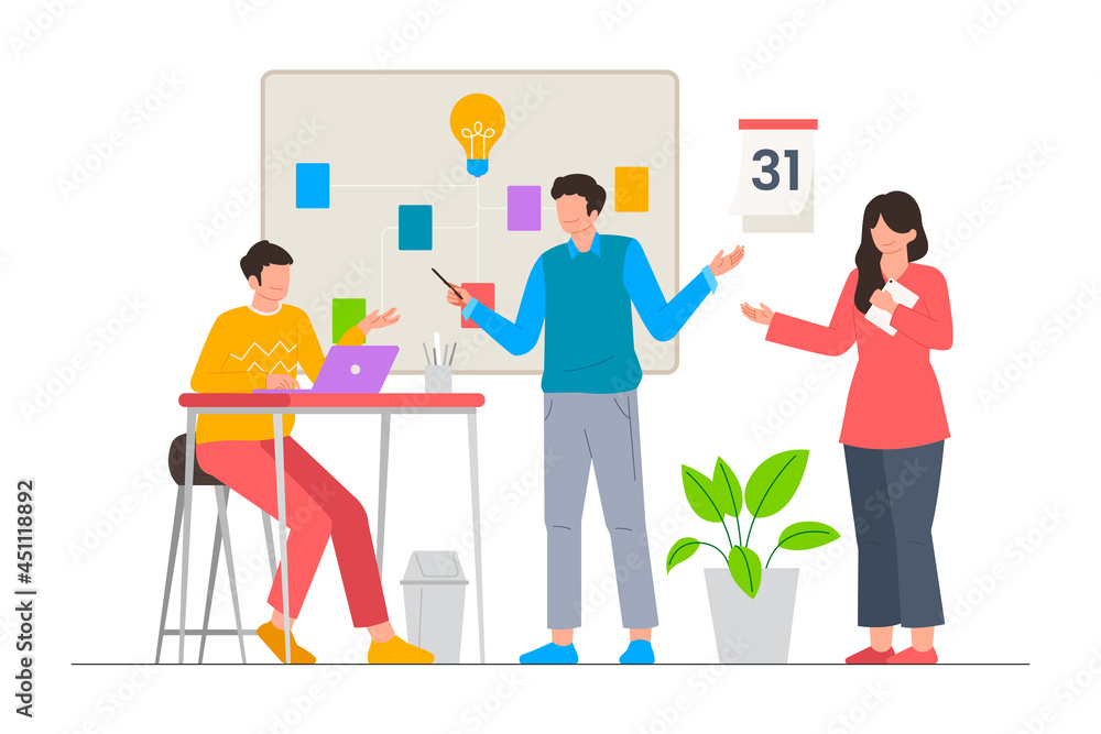 Business team meeting in office scene illustration Business team meeting in office scene illustration