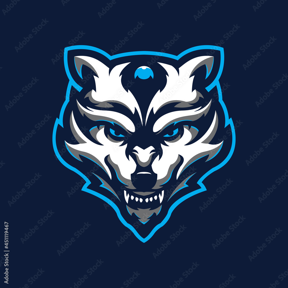 Wolf logo mascot design vector with modern illustration concept style. Wolf head illustration for esport