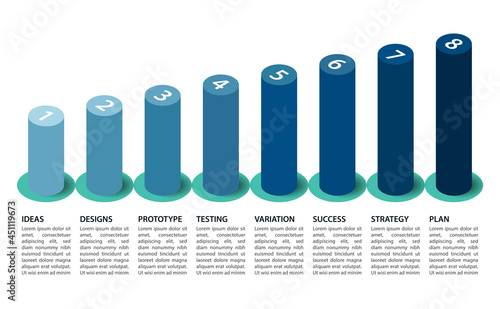 Graph bar chart 8 steps infographic