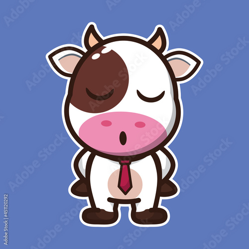 vector illustration of cute cow  standing