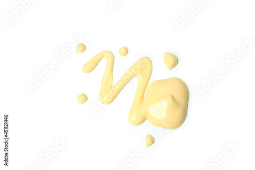 Tasty cheese sauce isolated on white background