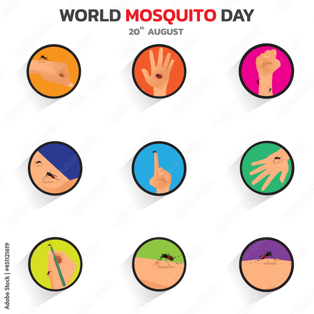 Mosquito Vector with world map Background, World Mosquito day, Malaria Day, dengue fever.