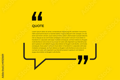Quote poster and sticker concept with sample text. white bubble message template design on yellow background. Vector Illustration.