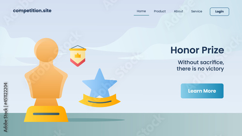 honor prize with tagline without sacrifice there is no victory for website template landing homepage