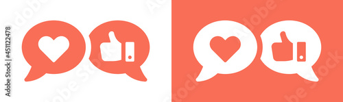 Bubble chat with love and like icon. Friend zone sign symbol