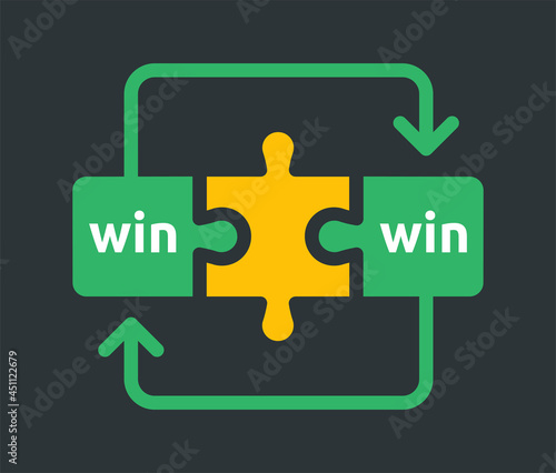 Business collaboration icon. Win-win strategy jigsaw design.