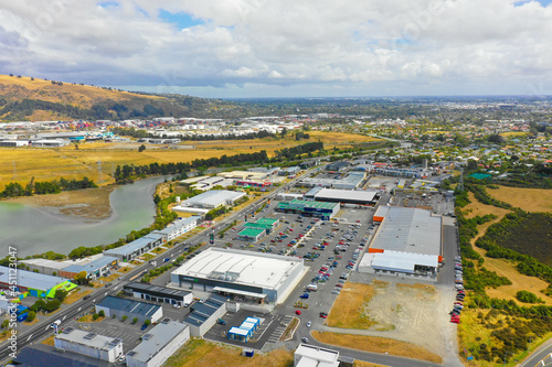 ニュージーランドのクライストチャーチをドローンで撮影した空撮写真 Aerial photo of Christchurch, New Zealand taken by drone.