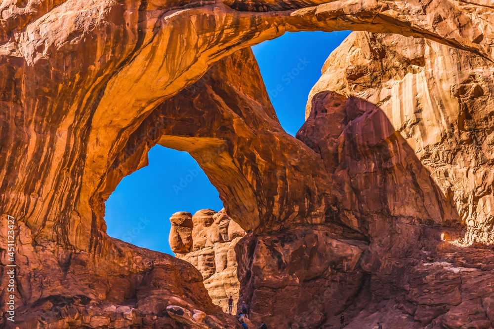 Fototapeta premium Double Arch Rock Canyon Windows Section Arches National Park Moab Utah