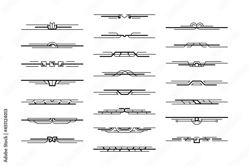 Art deco dividers. Art deco divider header collection. Set of Art deco