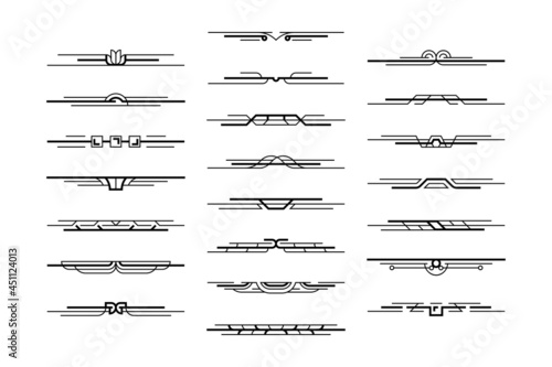 Art deco dividers. Art deco divider header collection. Set of Art deco geometric page dividers