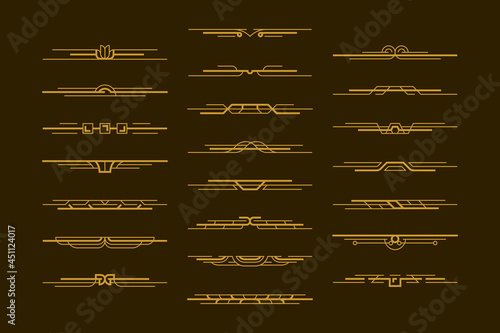 Art deco dividers. Art deco divider header collection. Set of Art deco geometric page dividers