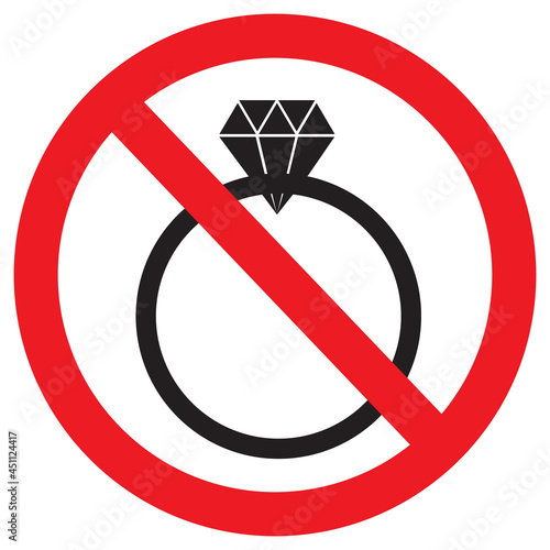no jewelry on white background. no jewelry symbol. flat style.