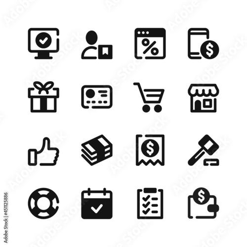 Online shopping icons. Black symbols. Vector icons set