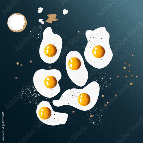 Sunnyside eggs with pepper and salt