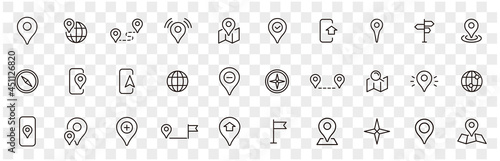 Location icons set. Navigation icons. Map pointer icons. Location symbols. Vector illustration.