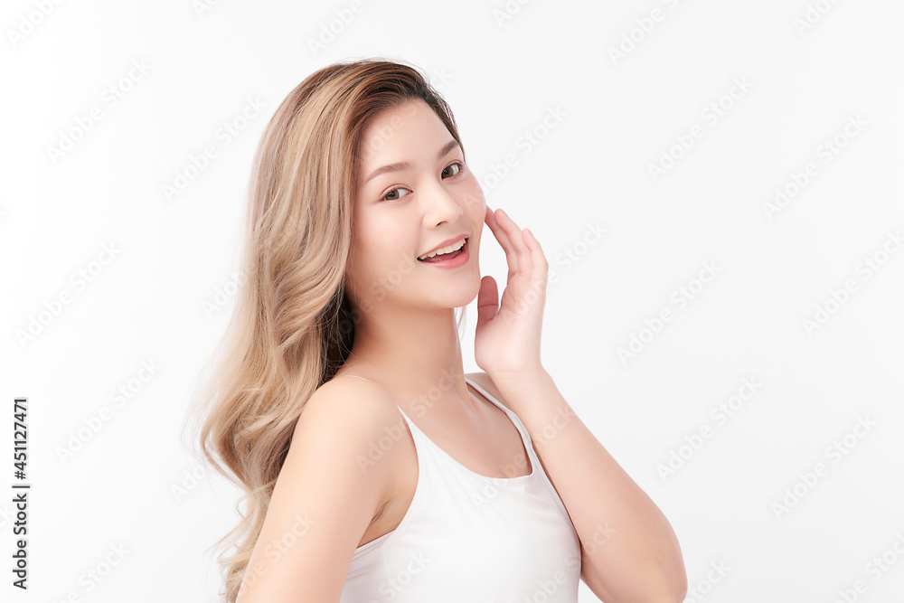 Beautiful young asian woman with clean fresh skin on white background, Face care, Facial treatment, Cosmetology, beauty and spa, Asian women portrait. Beautiful young asian woman with clean fresh skin on white background, Face care, Facial treatment, Cosmetology, beauty and spa, Asian women portrait.