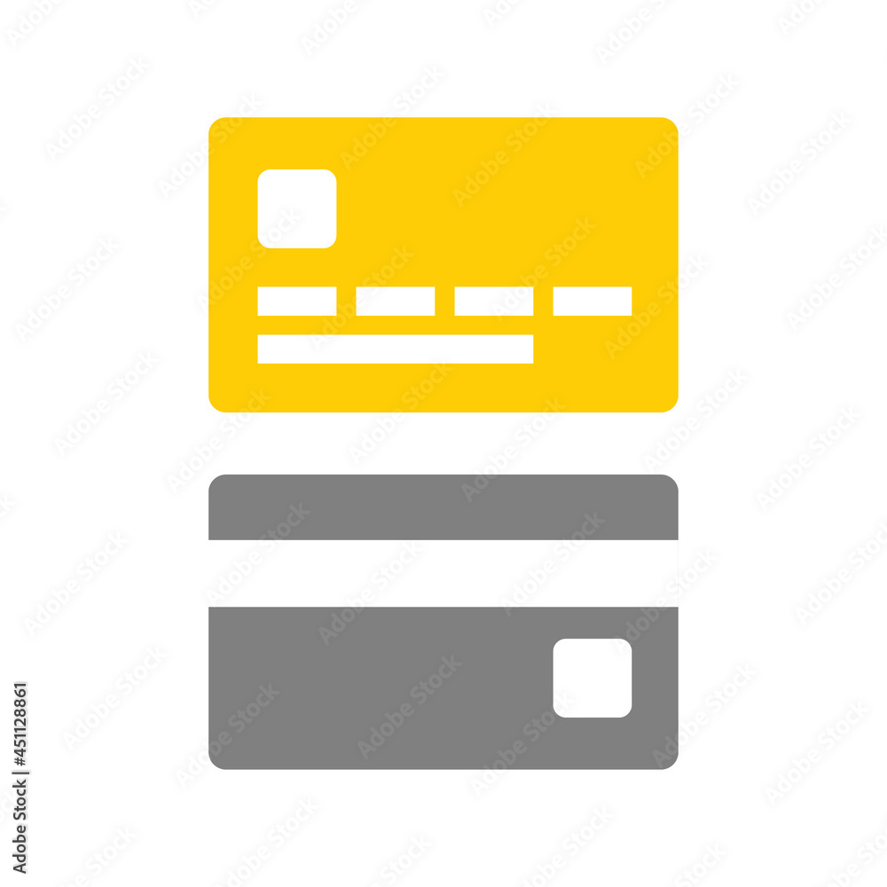 Two sides of credit card, finance, money and banking glyph style vector icon. Single isolated sign. Two sides of credit card, finance, money and banking glyph style vector icon. Single isolated sign.