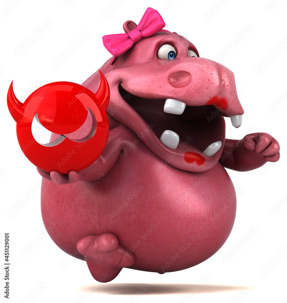 Naklejka premium Pink Hippo - 3D Illustration