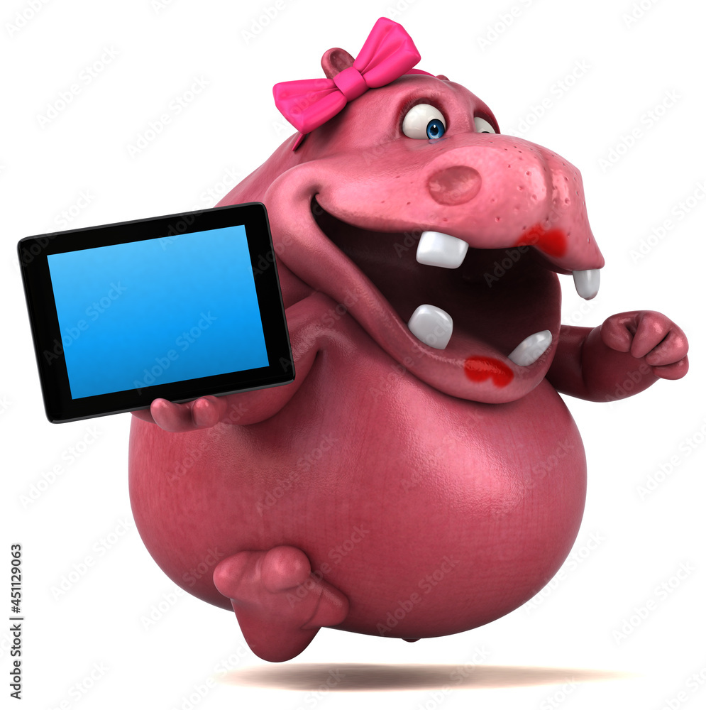 Naklejka premium Pink Hippo - 3D Illustration
