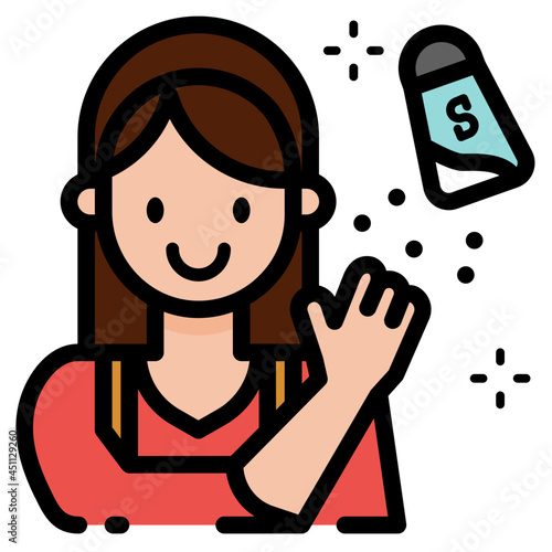 tossing salt line icon
