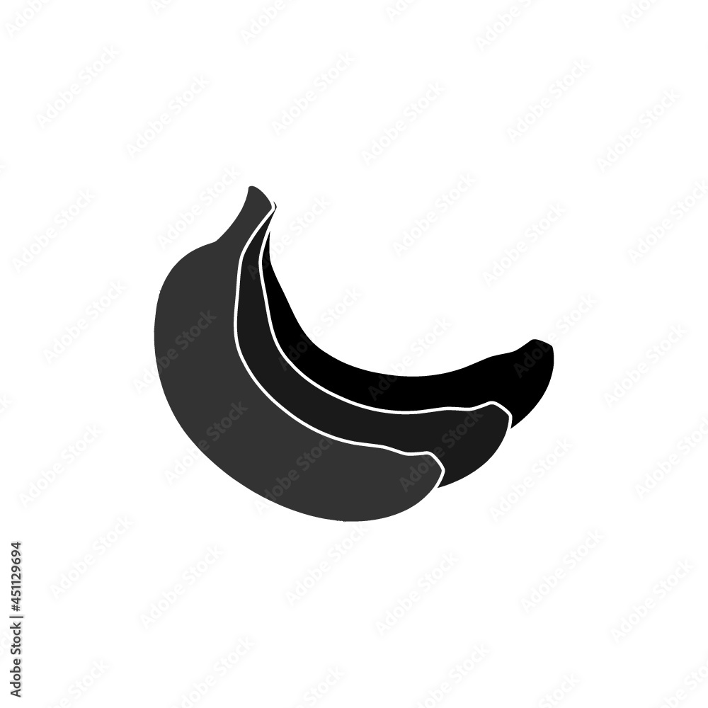 Banana silhouette icon isolated on white background Banana silhouette icon isolated on white background