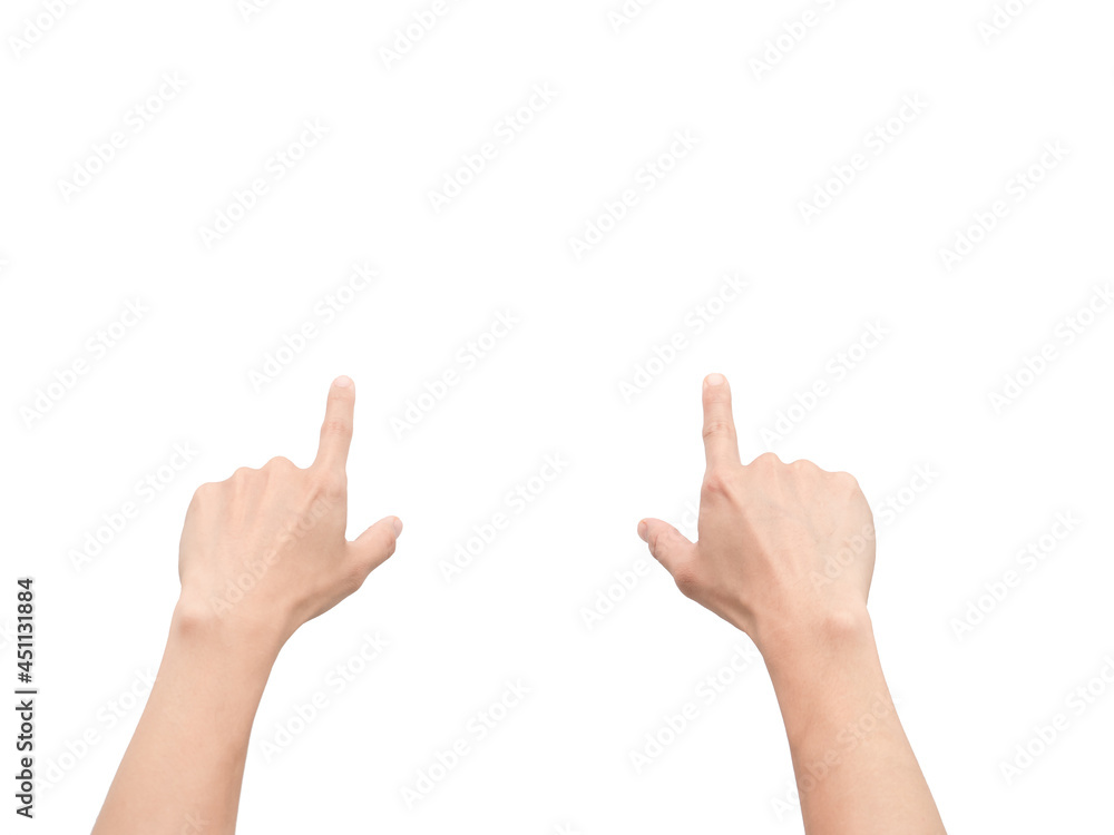 Hands point finger touch screen white isolated Hands point finger touch screen white isolated
