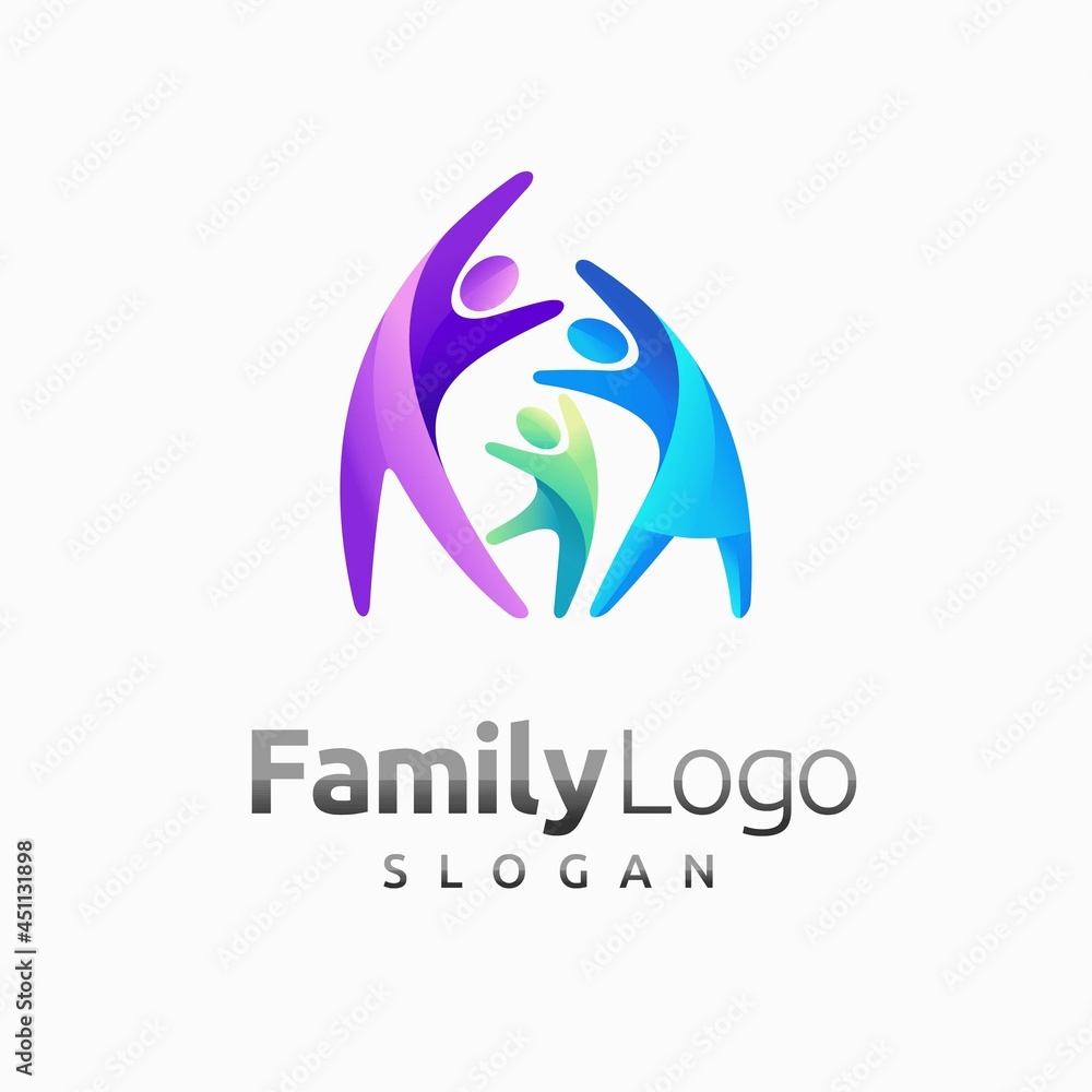 Family logo with color gradient concept