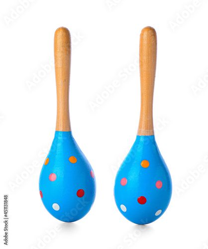 Mexican maracas on white background