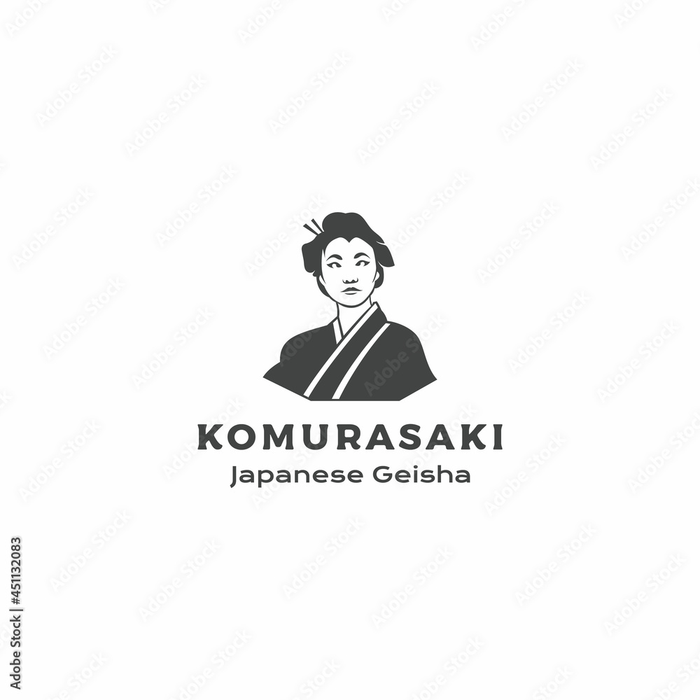 Beautiful japanese geisha, portrait of asian beauty. geisha logo design vector illustration Beautiful japanese geisha, portrait of asian beauty. geisha logo design vector illustration