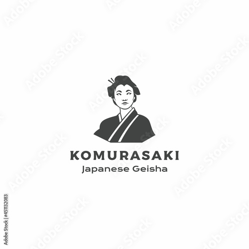 Beautiful japanese geisha, portrait of asian beauty. geisha logo design vector illustration