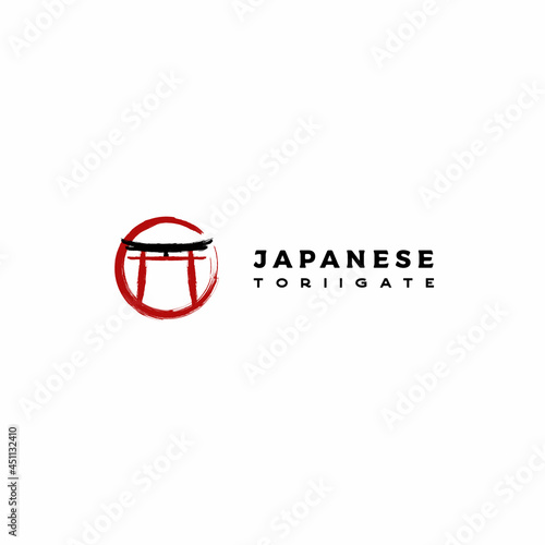 Torii gate logo design. Japanese traditional gate logo design vector. Japan logo design
