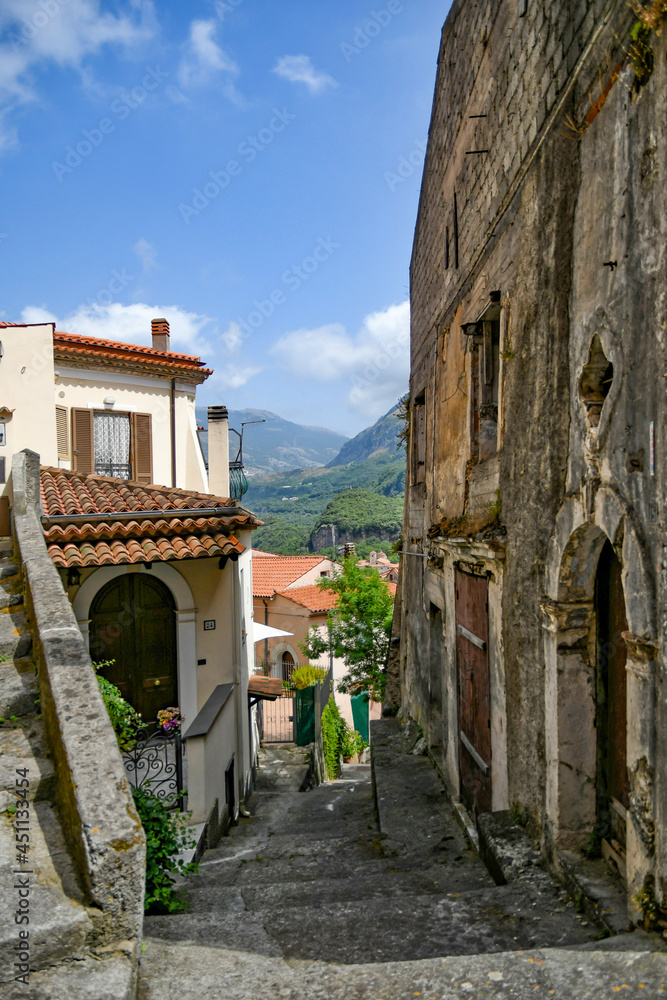 Fototapeta premium A street in the historic center of Maratea, a old town in the Basilicata region, Italy.