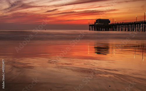 sunset at newport pier, california