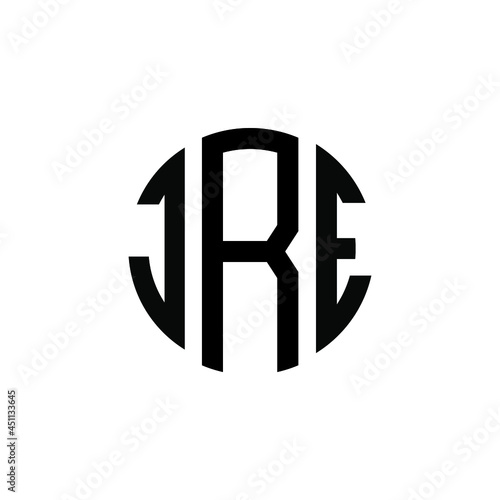 JRE letter logo design. JRE modern letter logo with black background. JRE creative  letter logo. simple and modern letter JRE logo template, JRE circle letter logo design with circle shape. JRE   photo