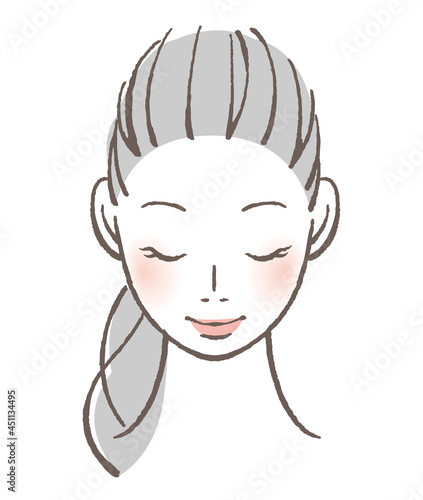下を向く女性

