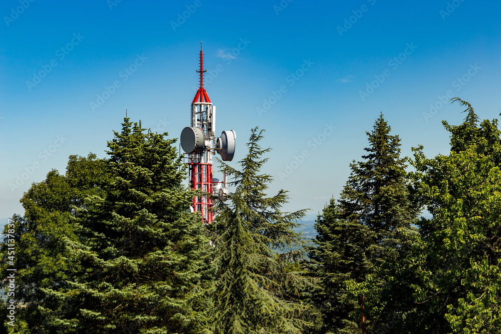 Telecommunication tower on the Avala hill. Belgrade, Serbia