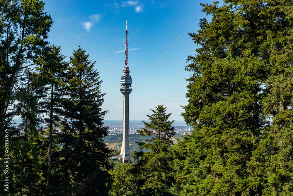 Obraz premium Television tower on the Avala hill. Belgrade, Serbia