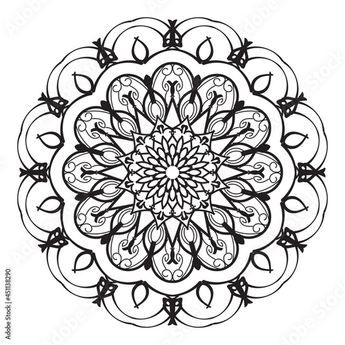 Hand Drawn Indian Mandala In Floral Shap