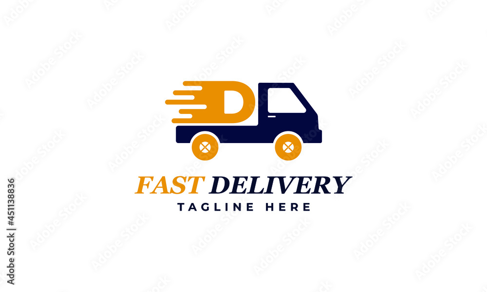 Letter D Fast Delivery Service Logo Vector Design Template. Alphabet D Courier Logo Icon Design. Delivery Express Logo Design