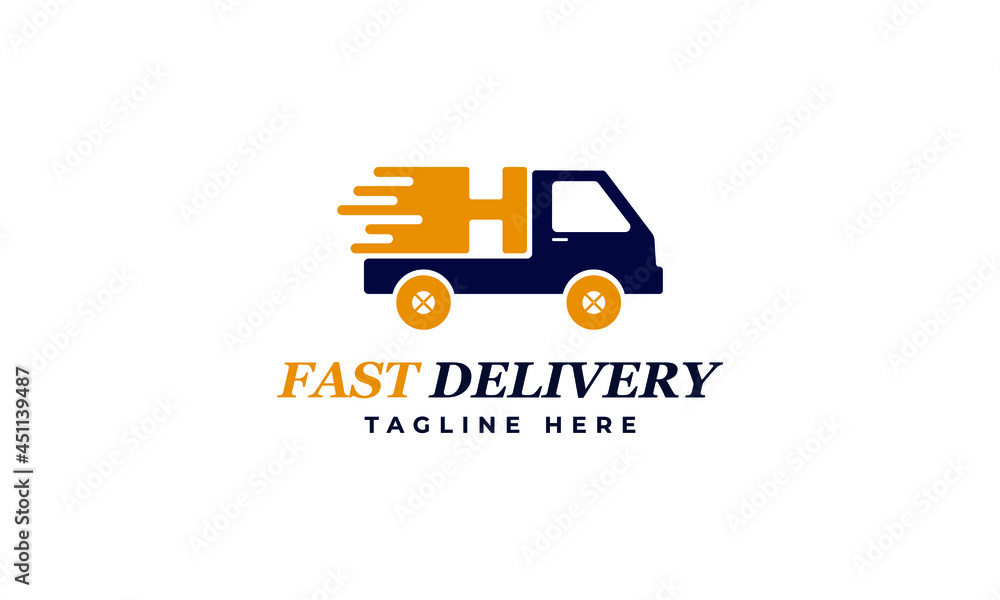Letter H Fast Delivery Service Logo Vector Design Template. Alphabet H Courier Logo Icon Design. Delivery Express Logo Design Letter H Fast Delivery Service Logo Vector Design Template. Alphabet H Courier Logo Icon Design. Delivery Express Logo Design