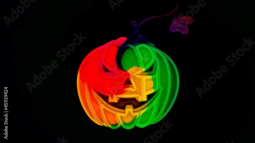 beautiful autumn animation with a pumpkin for Halloween, on a dark background