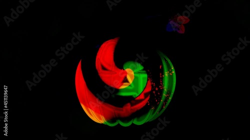 beautiful autumn animation with a pumpkin for Halloween, on a dark background
