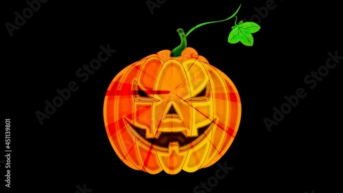 beautiful autumn animation with a pumpkin for Halloween, on a dark background