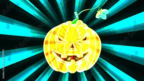 beautiful autumn animation with a pumpkin for Halloween, on a dark background