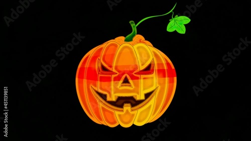 beautiful autumn animation with a pumpkin for Halloween, on a dark background